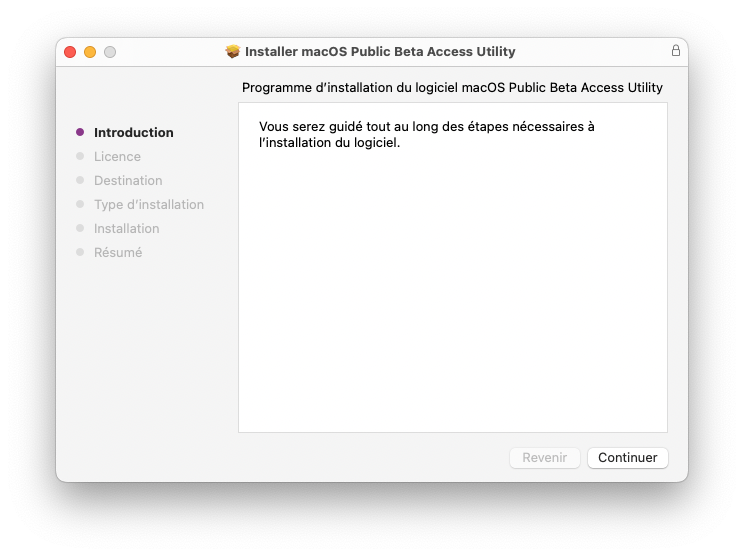 installer profil macOS beta