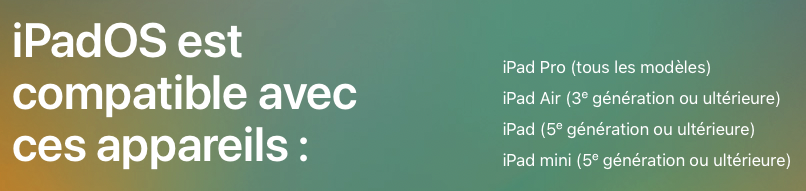 Liste iPad compatibles iPadOS 16