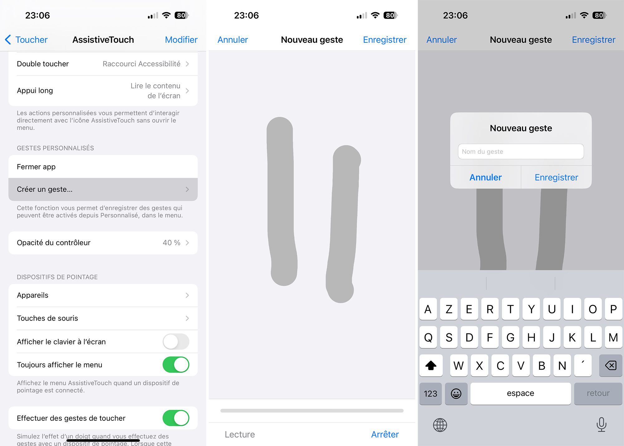 Créer un nouveau geste à appeler avec AssistiveTouch