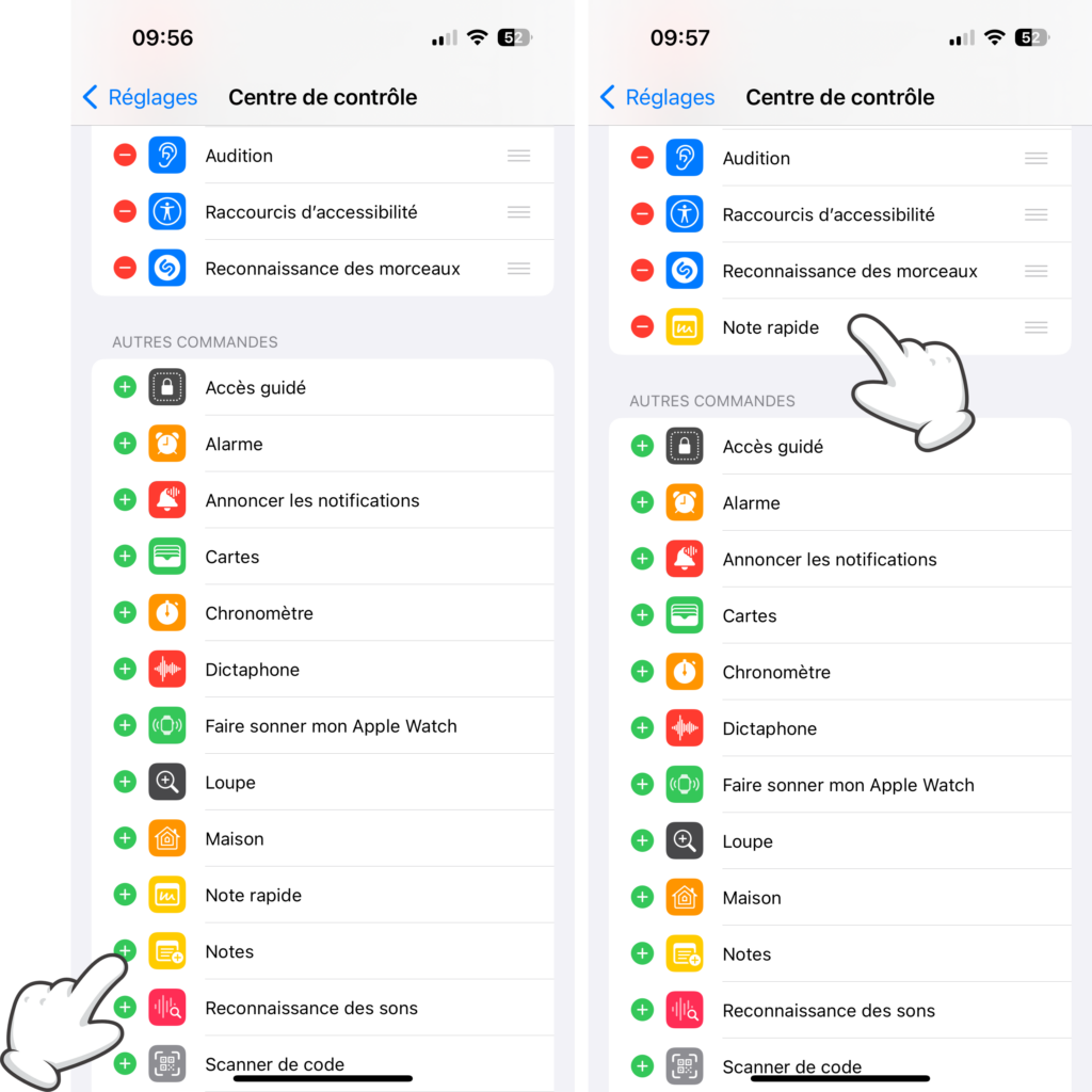Ajouter une commande au Centre de contrôle sur iPhone