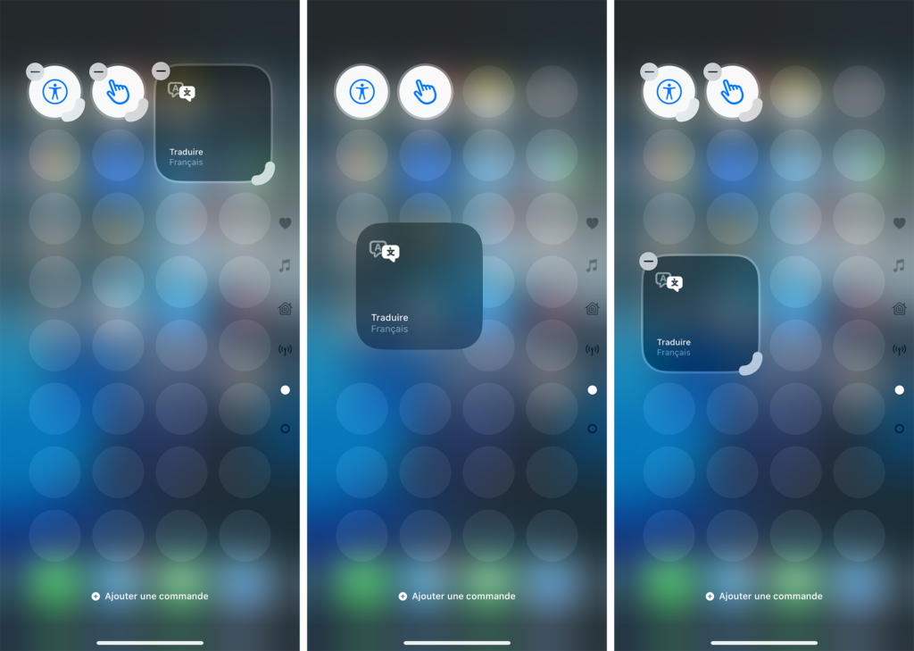 Déplacer une commande au Centre de contrôle de l'iPhone
