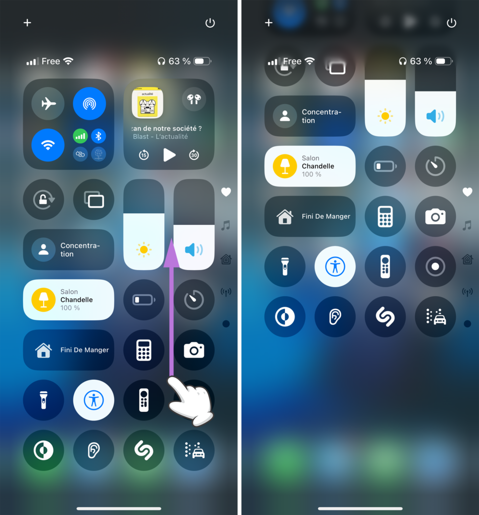 Passer d'une page à une autre du Centre de contrôle