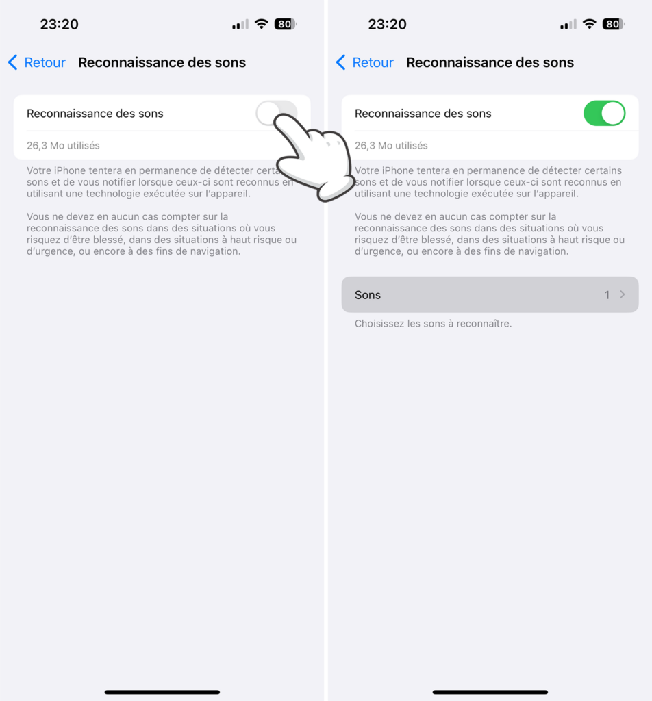 Activer la Reconnaissances des sons sur iPhone