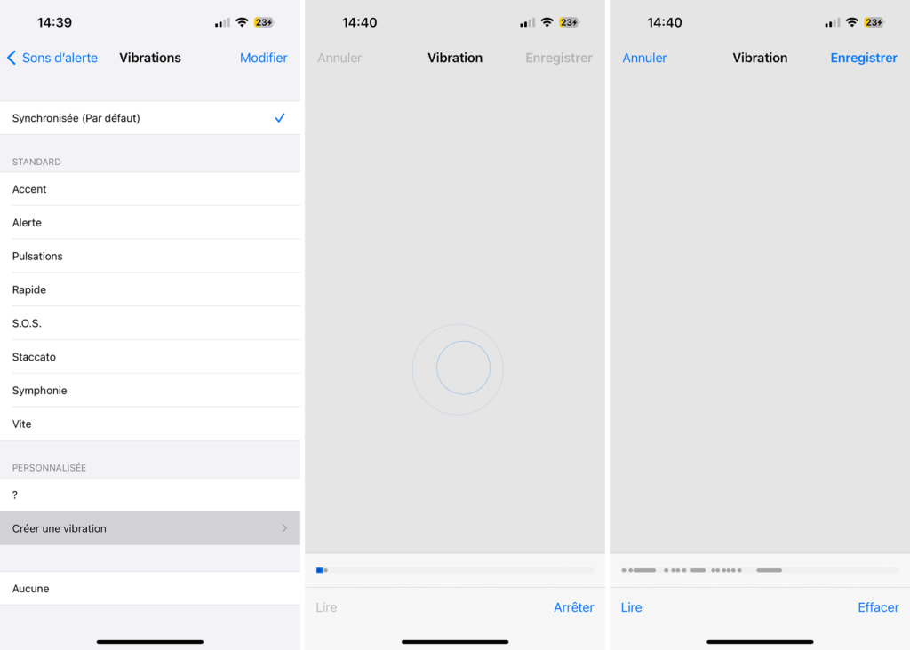 Créer une vibration personnalisée