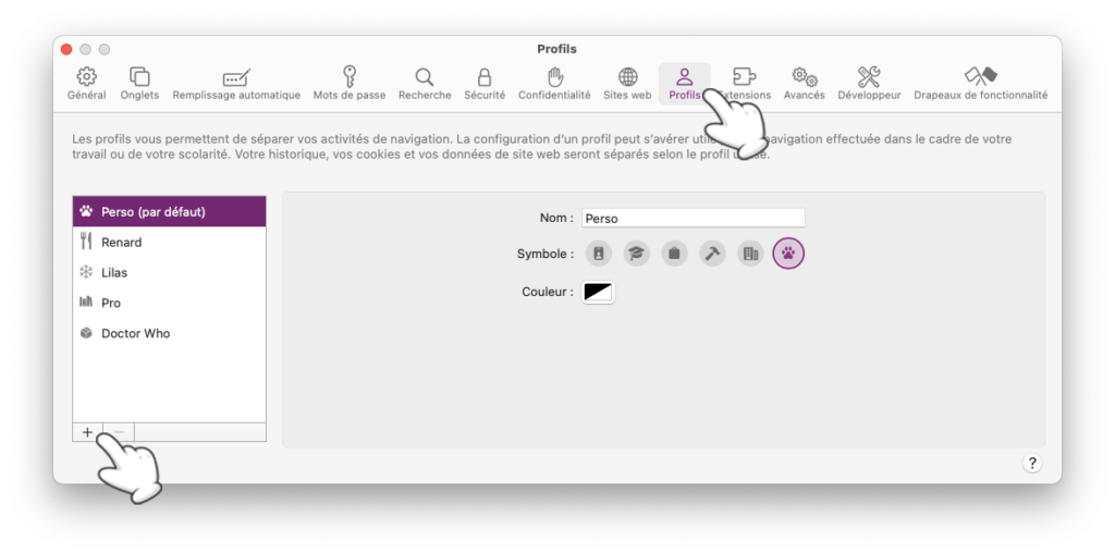 Ajouter un nouveau profil Safari sur Mac