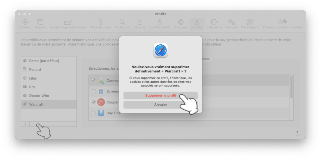 Supprimer un profil Safari sur Mac