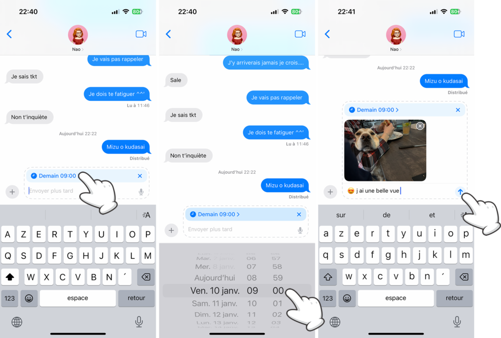 Programmer le message à envoyer sur iPhone