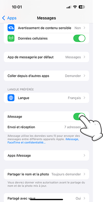 Activer iMessage