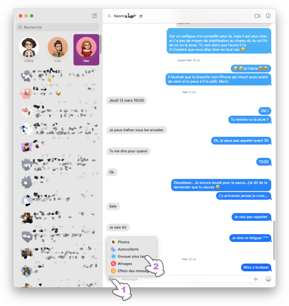 Accéder à la fonctionnalité Envoyer plus tard dans Messages sur Mac