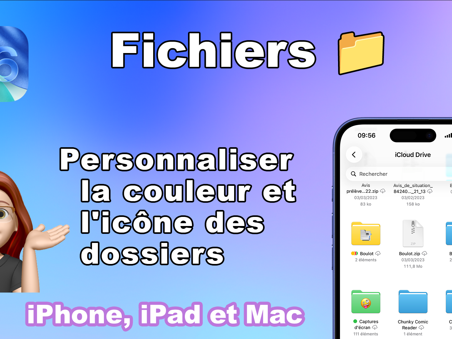iOS 26 et Fichiers 📁 : personnaliser les couleurs et icônes des dossiers – iPhone, Mac (versions 26)