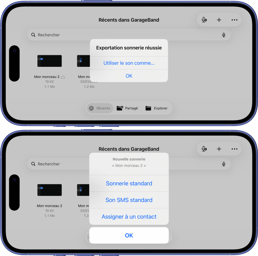 Choix du type de sonnerie