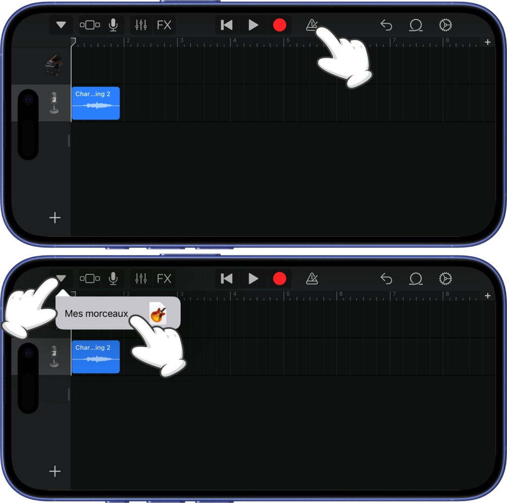 D&eacute;sactiver le m&eacute;tronome et acc&eacute;der aux morceaux