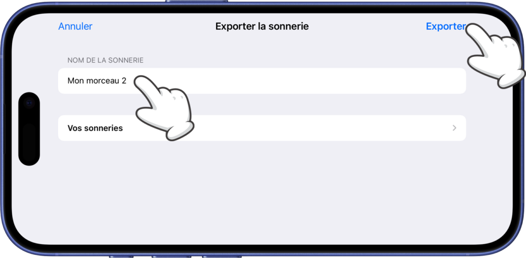 Renommer et exporter la sonnerie