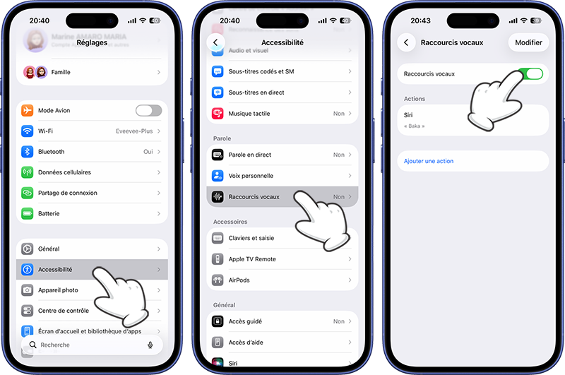 Activer / d&eacute;sactiver les raccourcis vocaux