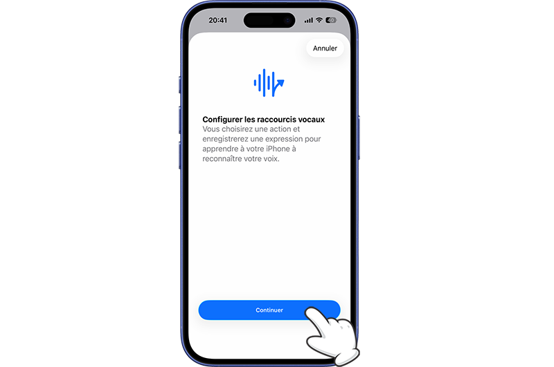 D&eacute;marrer la configuration d'un raccourci vocal