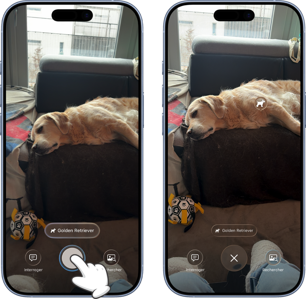 Figer l'image avec l'obturateur dans Intelligence visuelle sur iPhone