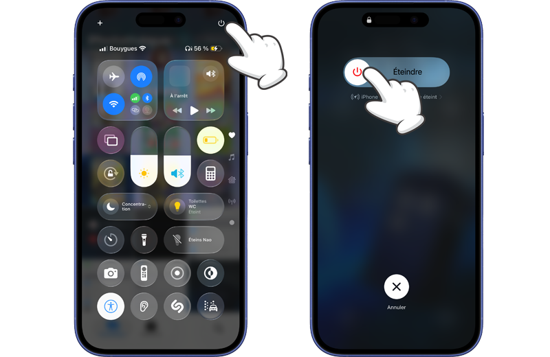&Eacute;teindre depuis le Centre de contr&ocirc;le