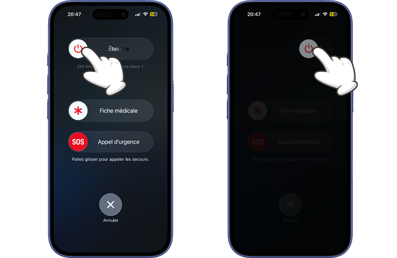 Glisser le curseur &Eacute;teindre