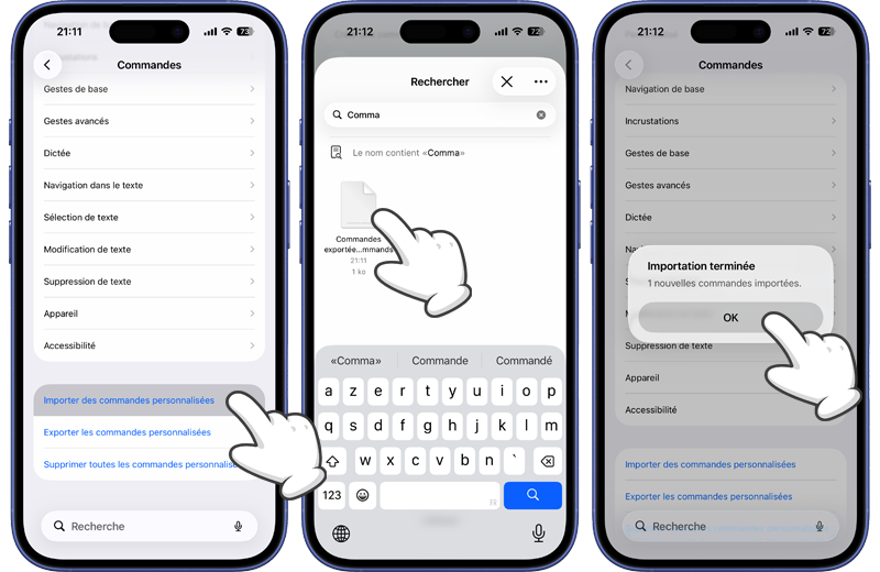 Importer les commandes personnalis&eacute;es du Contr&ocirc;le vocal