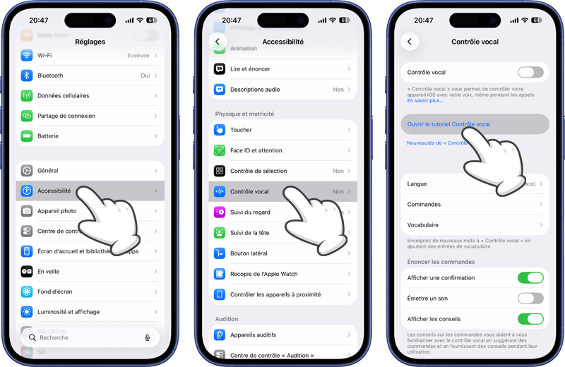 Acc&eacute;der au tutoriel du Contr&ocirc;le vocal